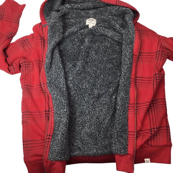 Blake Shelton X Lands End Hooded Jacket Full Zip Red Plaid XLT Tall Sherpa Lined - Picture 8 of 11